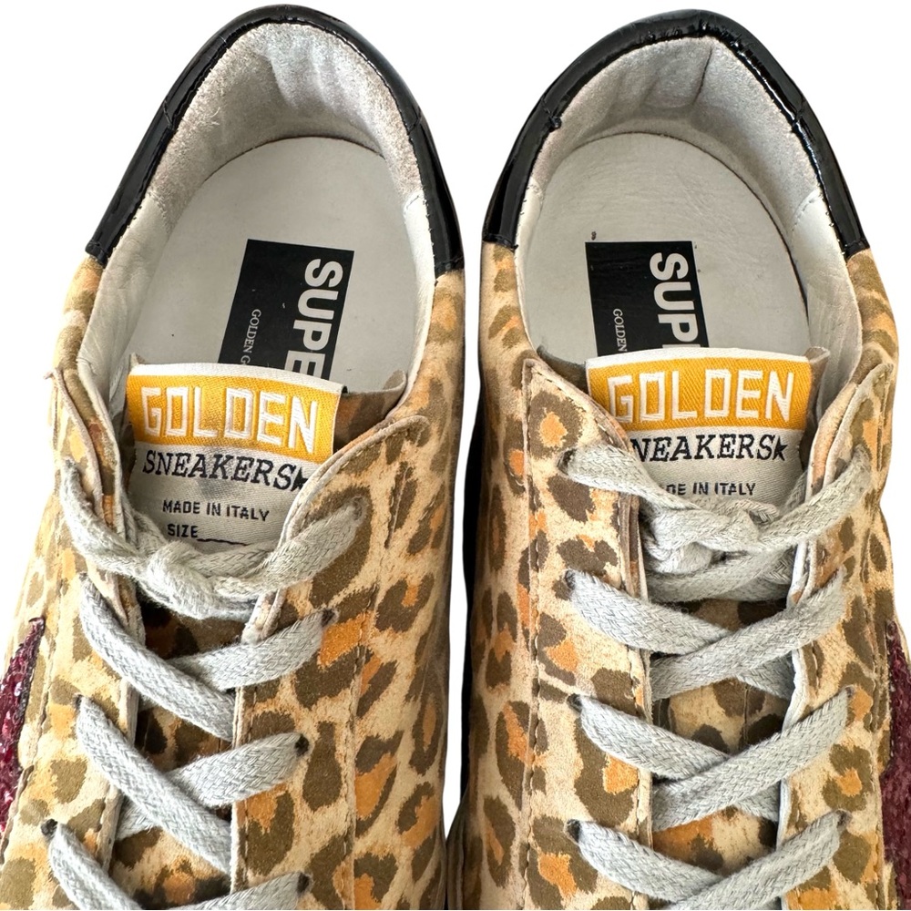 Golden Goose Super Star Glitter Leopard Print Leather Sneakers - Picture 12 of 17